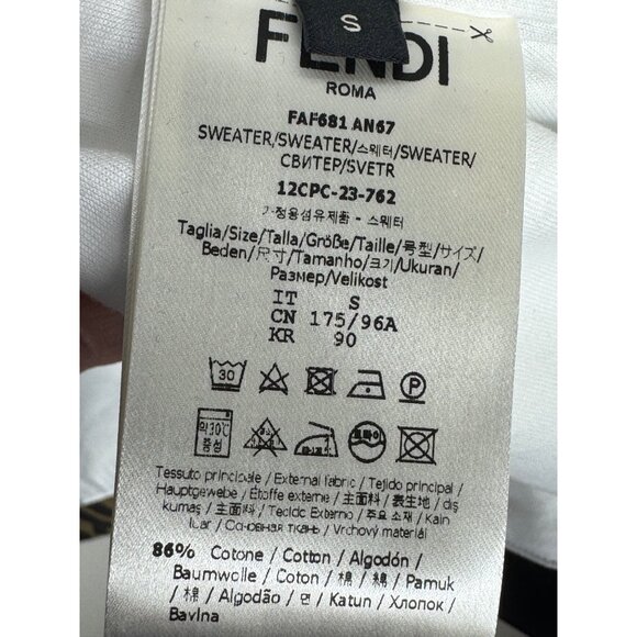 Fendi Men's White Monogram Insert Hoodie Sweatshirt Jersey White Brown Size S NW - Picture 12 of 14